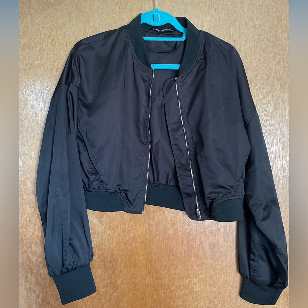 Zara black bomber jacket size small